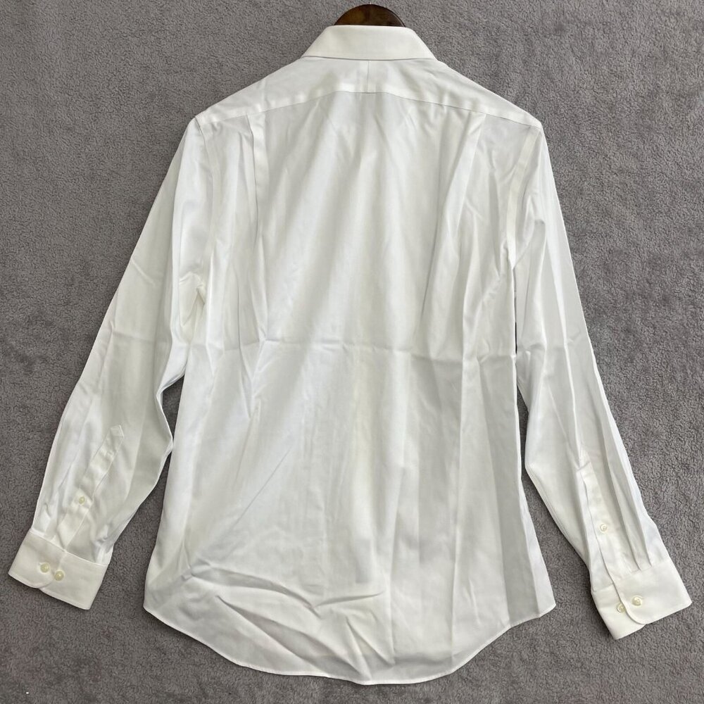NWOT Lands' End Men's 15.5 Slim Fit White Supima Cotton Dress Shirt - Picture 3 of 8